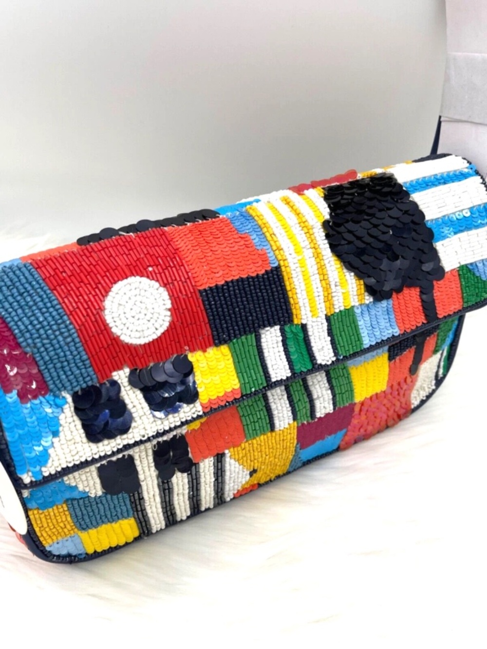 AUTH NWT Staud Tommy Glass Bead Sequin Shoulder Bag In Sails UP ~NEW Arrival~ - Picture 5 of 16